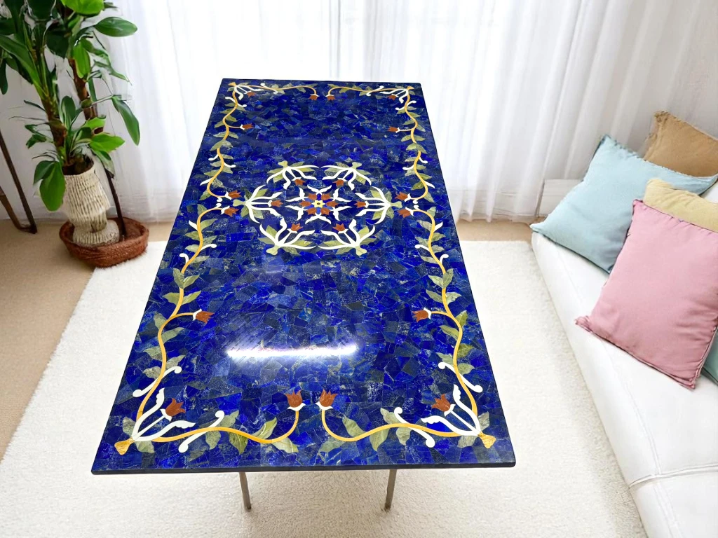 Made-To-Order Lapis Lazuli Blue Marble Dining Table Top